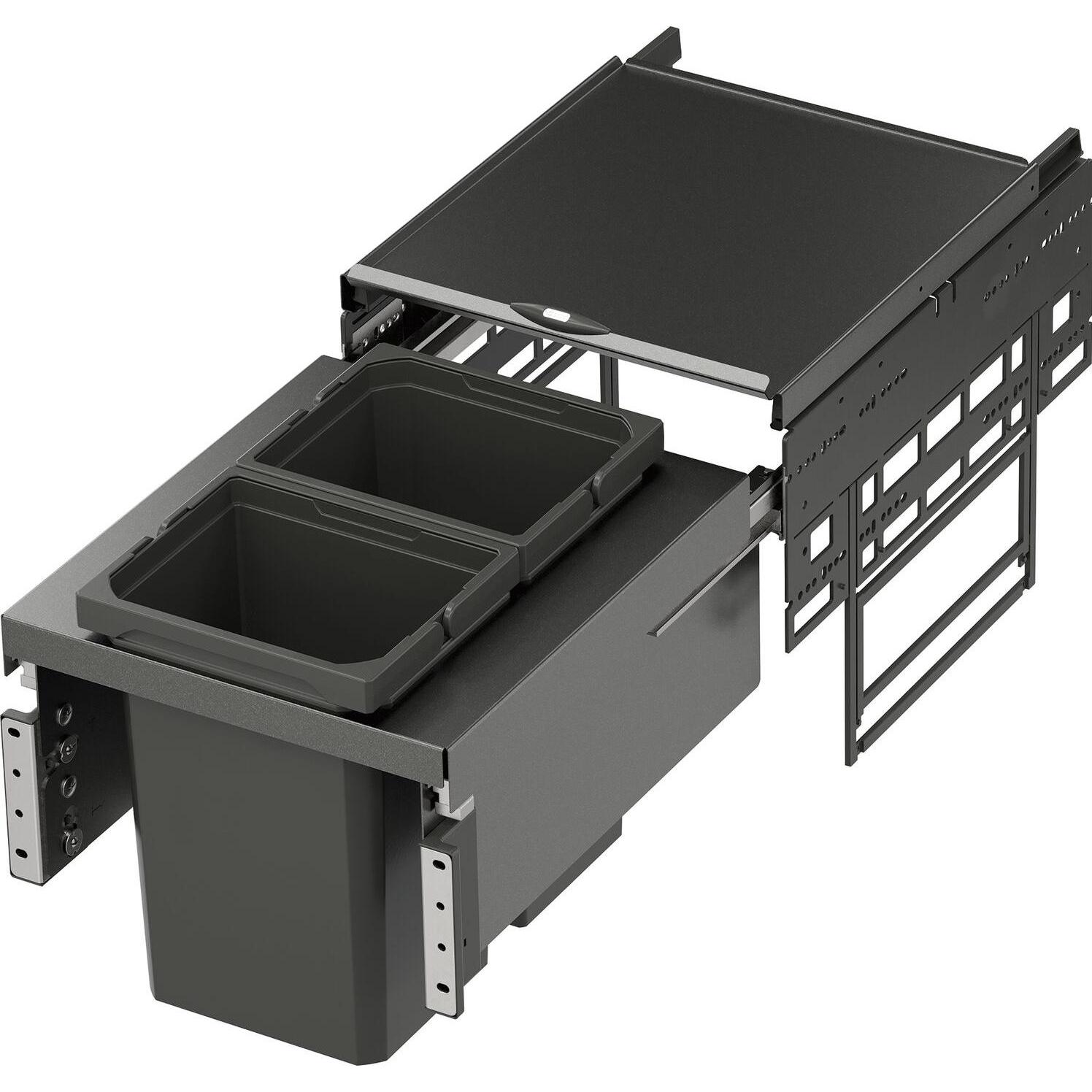 Vauth-Sagel VS ENVI Space Abfalltrennsystem KB 400 mm 2 x 10 Liter lavagrau, Abfalleimer, Grau