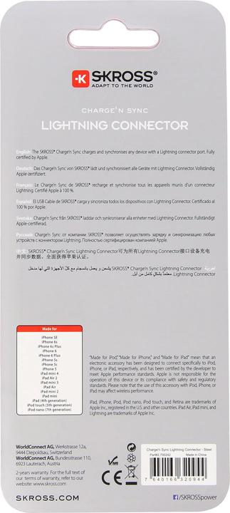 Produktbild Skross Charge'n Sync Lightning Connector (1 m, USB 2.0)