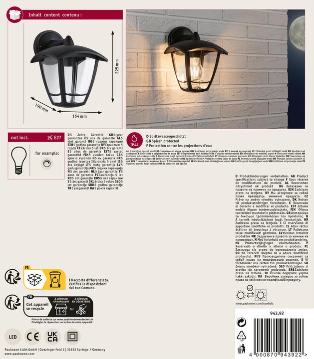 Image du produit Paulmann Courbes classiques (E27, IP44)