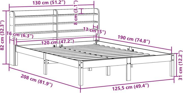Produktbild vidaXL Bettgestell (120 x 190 cm)