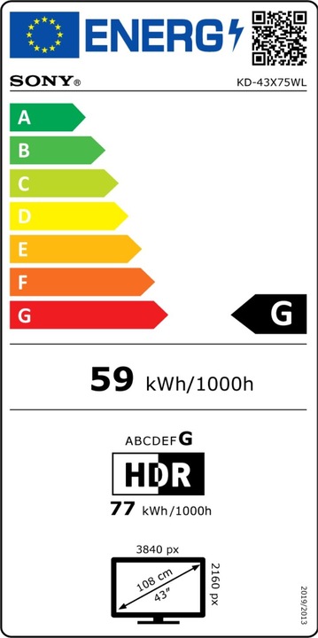 Energie-Label Sony KD-43X75WL (43", X75WL, LED, 4K, 2023)
