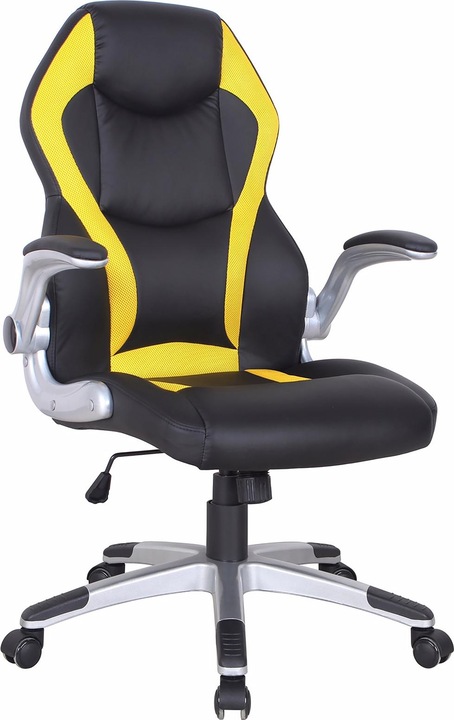 Produktbild HTI-Living Drehstuhl Schwarz-Gelb mit klappbaren Armlehnen Tornado