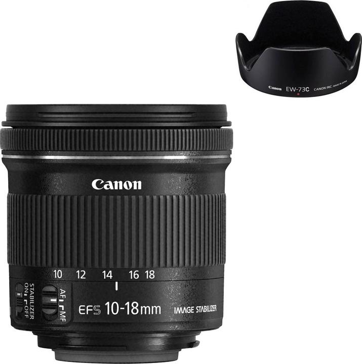 Produktbild Canon EF-S 10-18mm f4.5-5.6 IS STM + EW 73 + LC Kit (Canon EF-S, APS-C / DX)