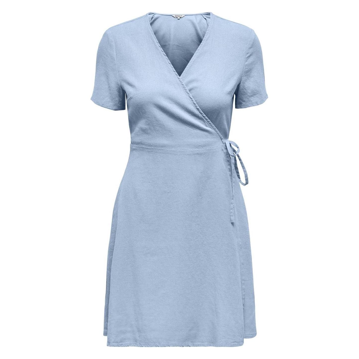 Only, Damen, Kleider, Onladdiction-Caro S/S Linen Dress Cc Pnt, Blau, (L)
