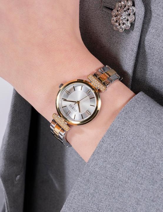 Produktbild Guess P SLV CS W/ P GLD TOP PART W/ CYRS / SUN SLV DL / P SLV & GLD BRCT Armbanduhr (28 mm)