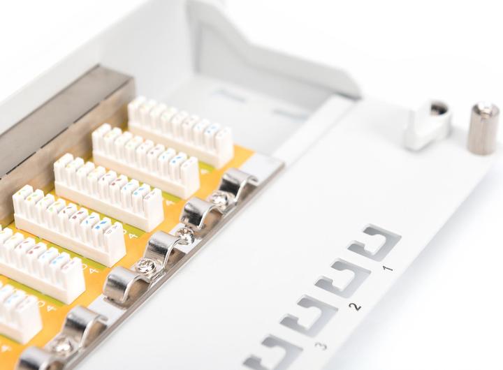 Produktbild Digitus CAT 6 Patch Panel geschirmt 8-Port RJ45 8P8C LSA 1HE 25,4cm 10Zoll Rack Mount Farbe Grau RAL 7035