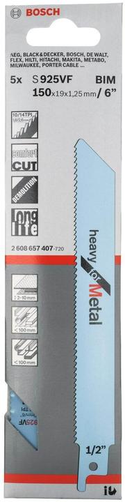 Produktbild Bosch Professional Zubehör PRO Metal Demolition S925VF Blatt, 1,25 x 19 x 150 mm, 5-tlg.