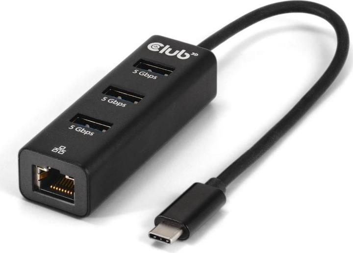 Image du produit Club 3D Club3D USB Hub USB Type-C 3.2 > 3x USB Type A Gigabit Ethernet retail (USB-C, 4 ports)