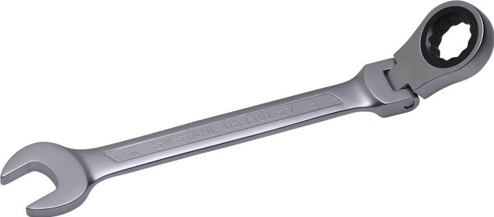 Image du produit SW-Stahl 03530L-27 Clé à cliquet à fourche 27 mm I Clé polygonale articulée I 72 dents I Clé plate (27 mm)
