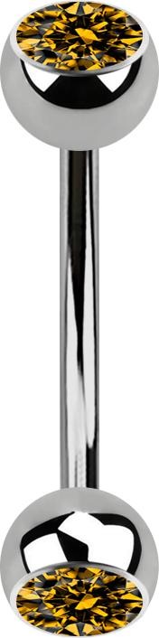 Produktbild Star Piercing Micro Banane silber mit zwei Kugeln Kristall topaz (Titan G23, ohne Messing)