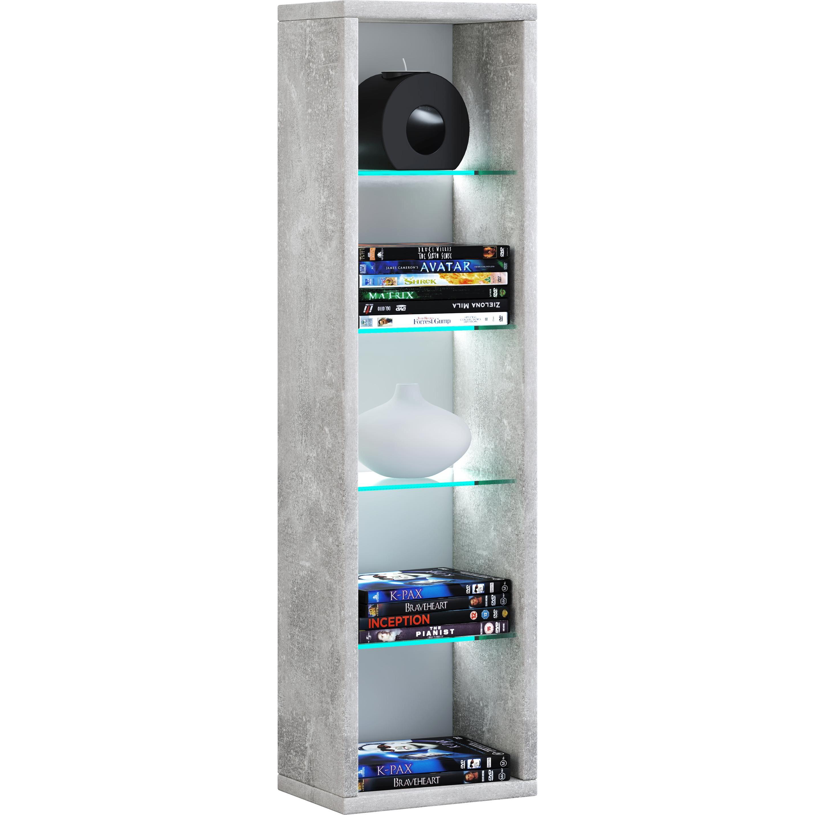 Thumbnail - VCM, Regal, Holz CD DVD Stand Regal Rasato mit Glasböden (77 x 21 x 20 cm)