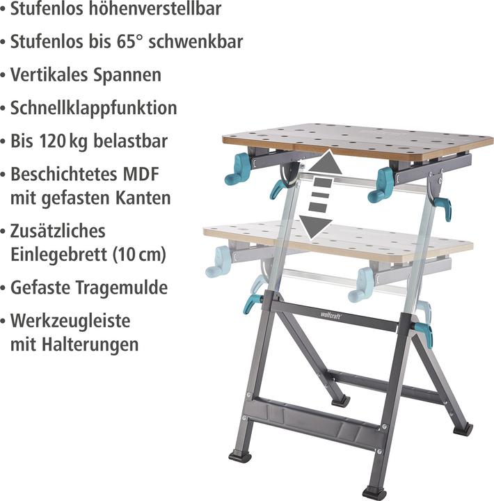Actual product image wolfcraft 1 MASTER 650 ERGO clamping table (65 cm, 72 cm)