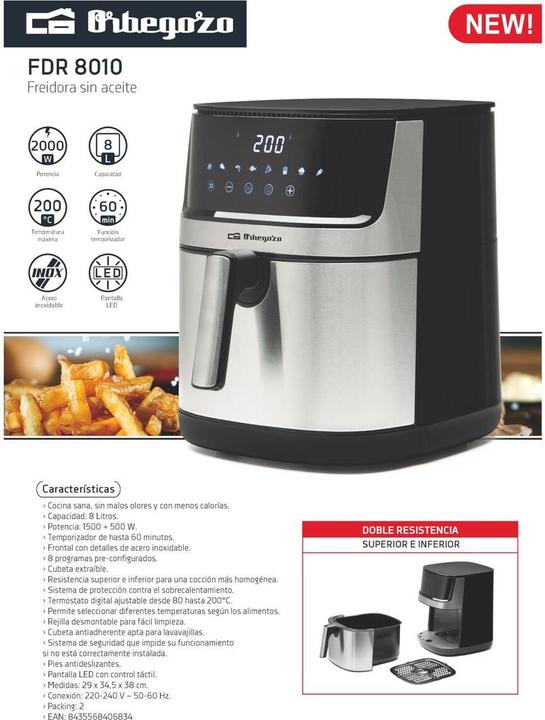 Produktbild Orbegozo Heissluftfritteuse FDR 8010 2000 W
