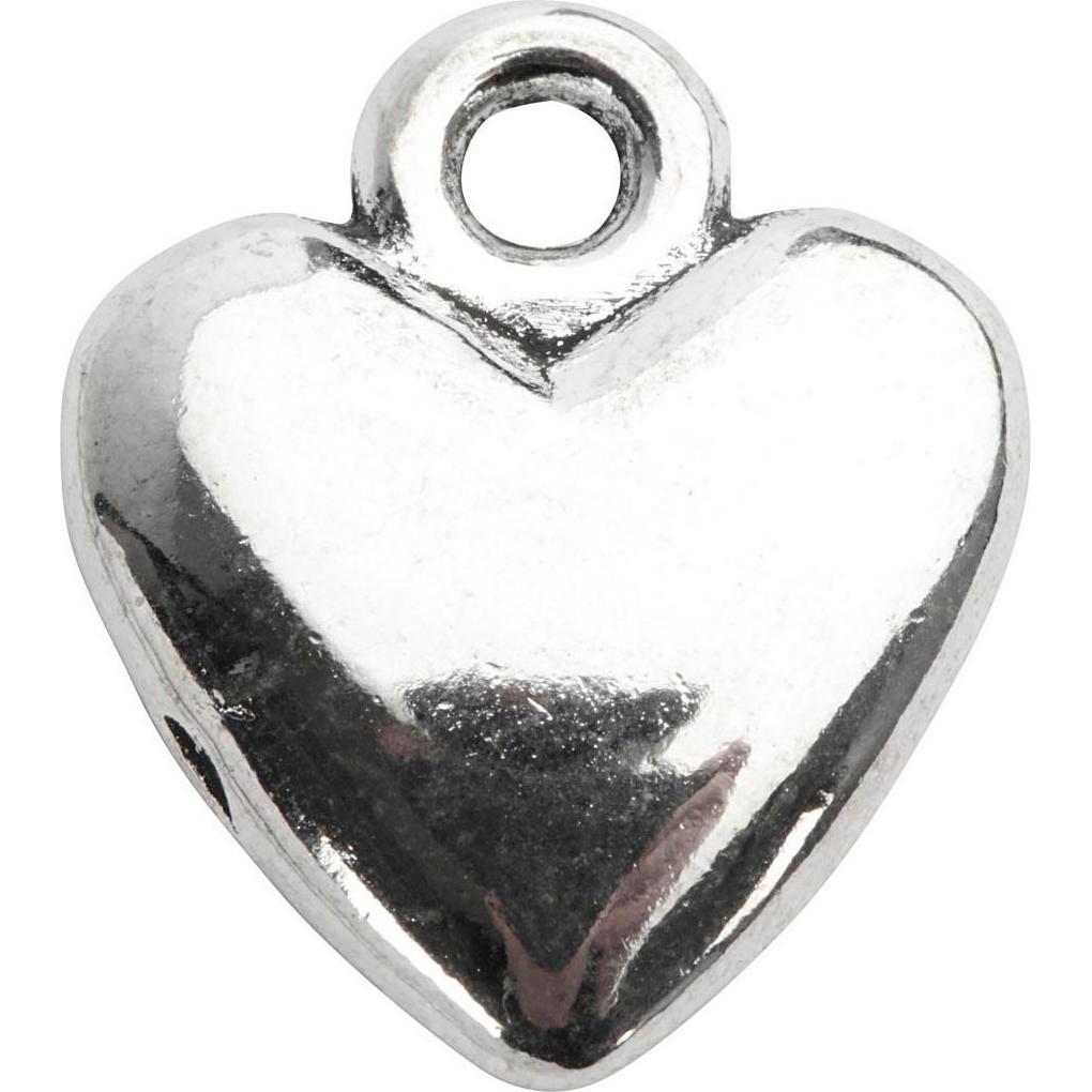 Thumbnail - Creativ Company Herzförmiger Anhänger versilbert, 10 Stück.