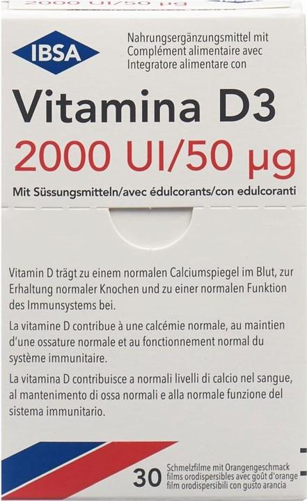 Immagine prodotto Vitamina D3 Pellicola di fusione 2000 U.I. 30 pezzi. (30 Pezzo/i, 27 g)