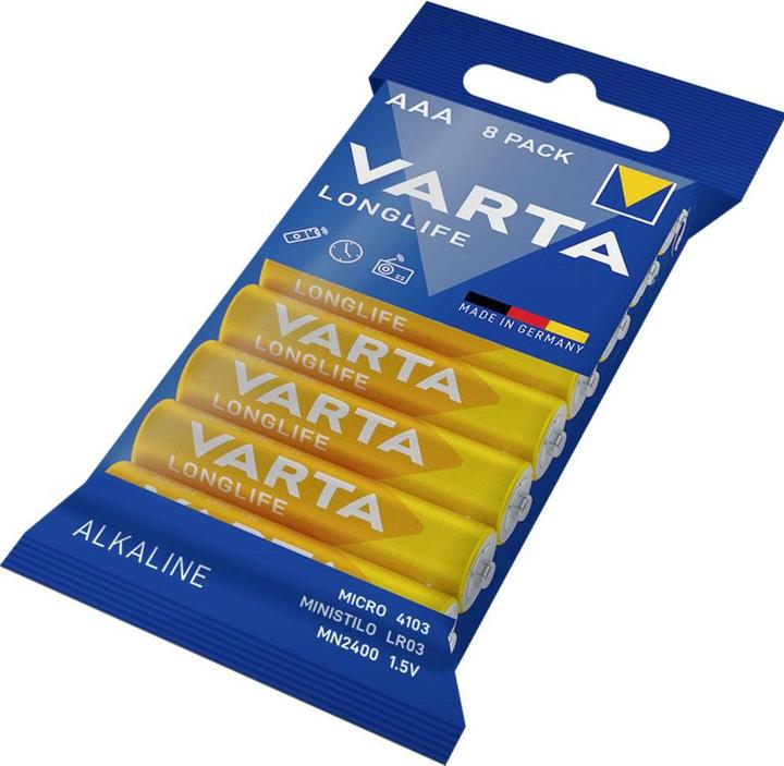 Productafbeelding Varta Longlife AAA (8 Pcs., AAA / LR03 / Micro / R03 / AM4 / MN2400 / KR03, 1230 mAh)