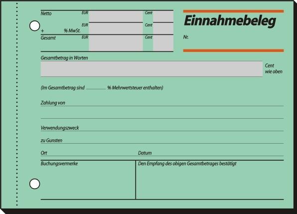 Produktbild Sigel Einnahmebeleg Formular Papierformat: DIN A6 quer Grammatur: 60 g/m² (50 x)