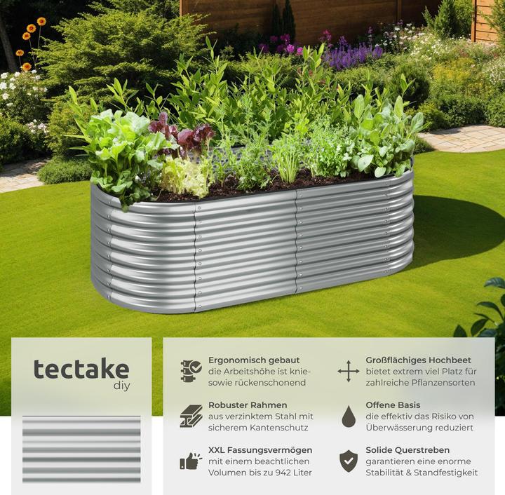 Image du produit tectake Jardinière surélevée Flormma, 942l, galvanisé, 200x100x60cm