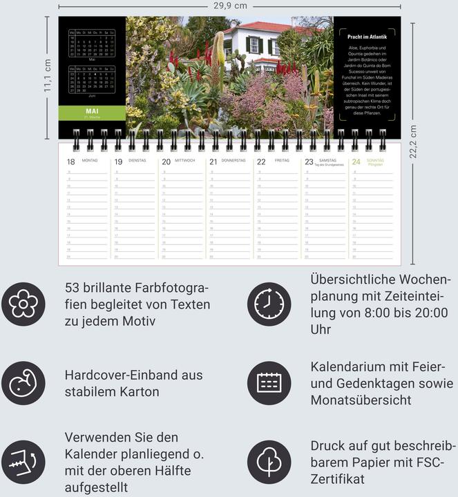 Image du produit Harenberg Die Welt der Gärten Premium-Tischplaner 2026 - Wochenkalender mit 53 Fotografien (Couverture rigide, Allemand)