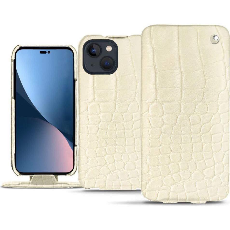 Noreve Lederschutzhülle vertikal (Apple iPhone 14 Plus), Smartphone Hülle, Beige