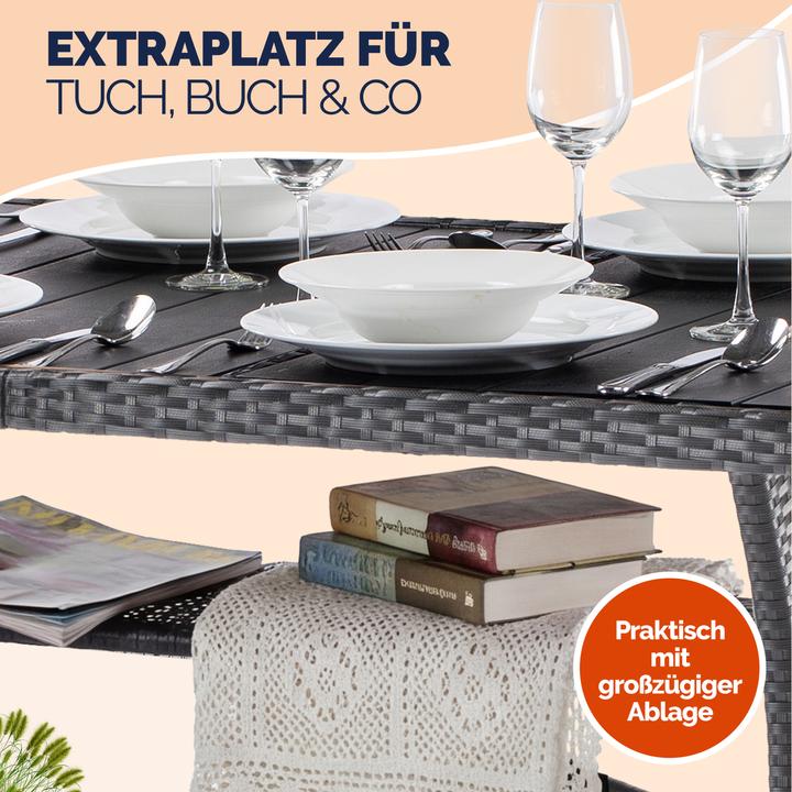 Produktbild Casaria Polyrattan Gartentisch WPC (190 x 90 x 75 cm)
