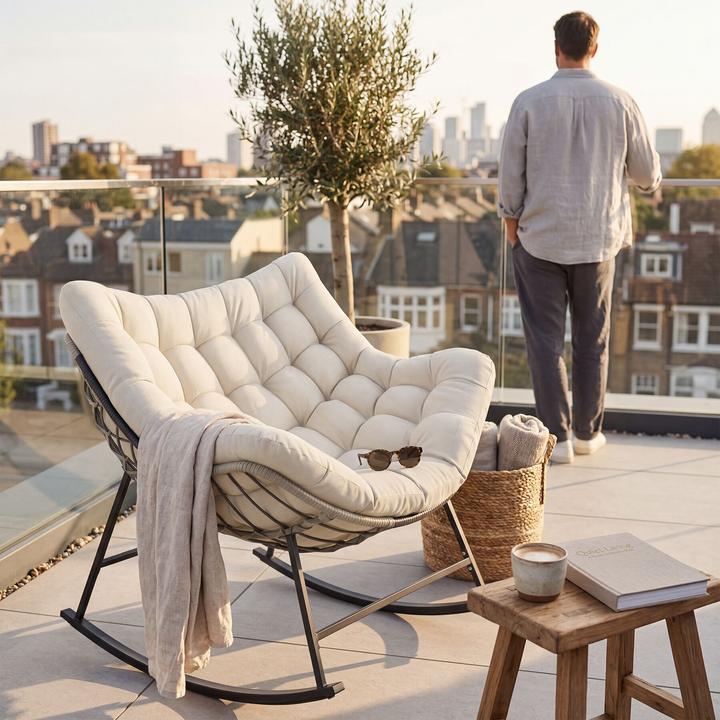 Actual product image tectake Tami Rocking Chair, Upholstered, with Quilted Pattern