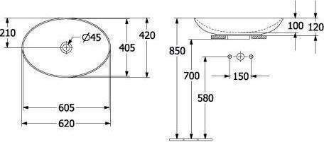 Immagine prodotto Villeroy & Boch V&B Lavabo da appoggio LOOP & FRIENDS con cassetta 620x420mm bianco (Lavandino montato in alto, 42 cm, 62 cm)