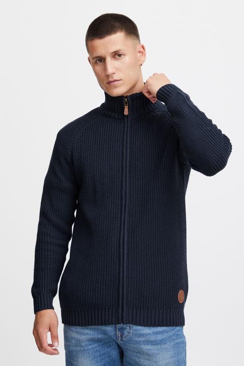 Actual product image Solid Xenos Men's Cardigan Chunky Knit Jacket With Funnel Neck Made Of 100% Cotton (L)