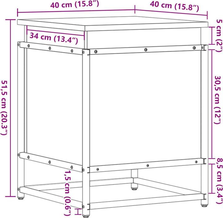 Image du produit vidaXL Coffre de rangement Couvercle Coffre à jouets Coffre à coussins Chêne fumé