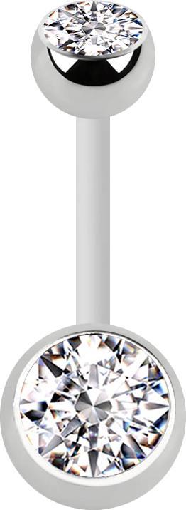 Produktbild Star Piercing Banane weiss mit zwei Kugeln silber Kristall silber (ohne Messing, Chirurgenstahl 316L, Kunststoff)