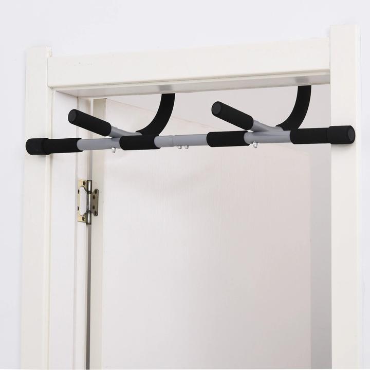 Produktbild Homcom Klimmzugstange, Trainings Halterung, Stahl, Schaumstoff, Schwarz+Grau, 92x40x17cm