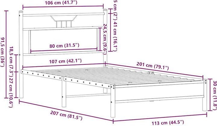 Image du produit vidaXL Bettgestell (107 x 203 cm)
