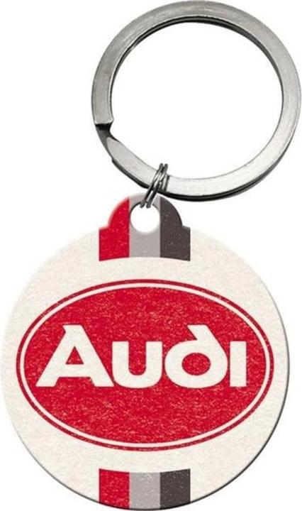 Produktbild Nostalgic-Art Merchandising Schlüsselanhänger Audi Logo Ø 4 cm, 1 Stück, Mehrfarbig