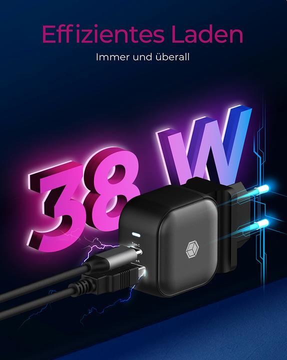 Produktbild Icy Box Adap Power Supply 2-Port, USB + USB-C (38 W)