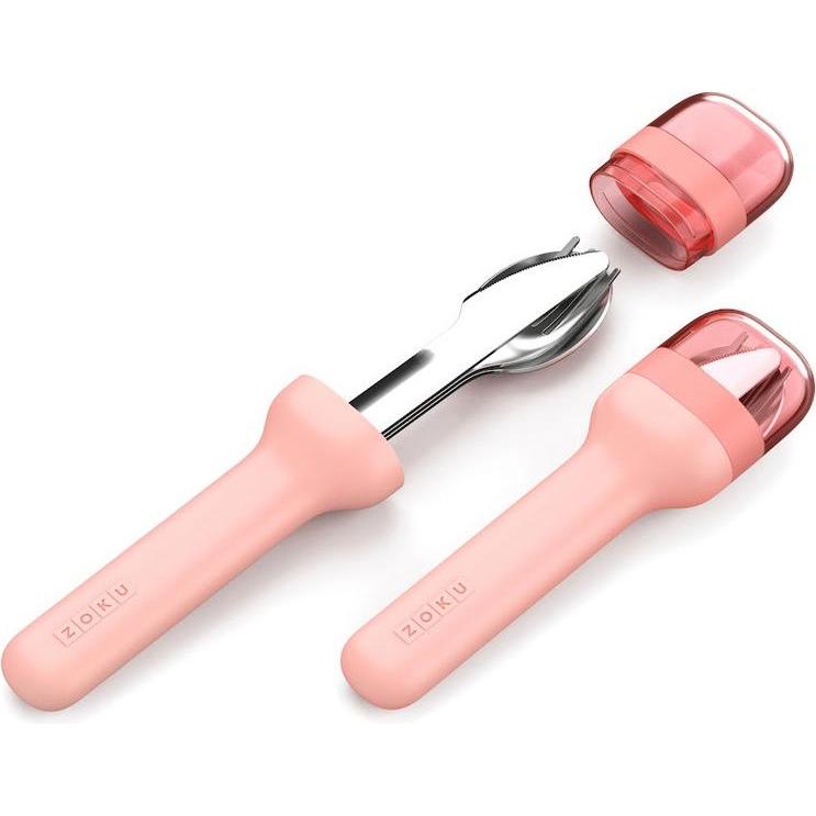 Thumbnail - ZOKU Besteck-Set To Go, 3-teilig Peach, Besteck