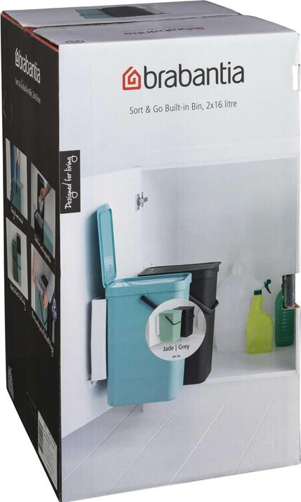 Productafbeelding Brabantia Sort & Go Afvalbakken. 2 x 16 L Donkergrijs & Jadegroen (32 l)
