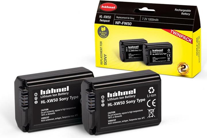 Produktbild Hähnel HL-XW50, 2er Kamera-Akku ersetzt Original-Akku NP-FW50 7.2 V 1000 mAh (Kamera Akku)