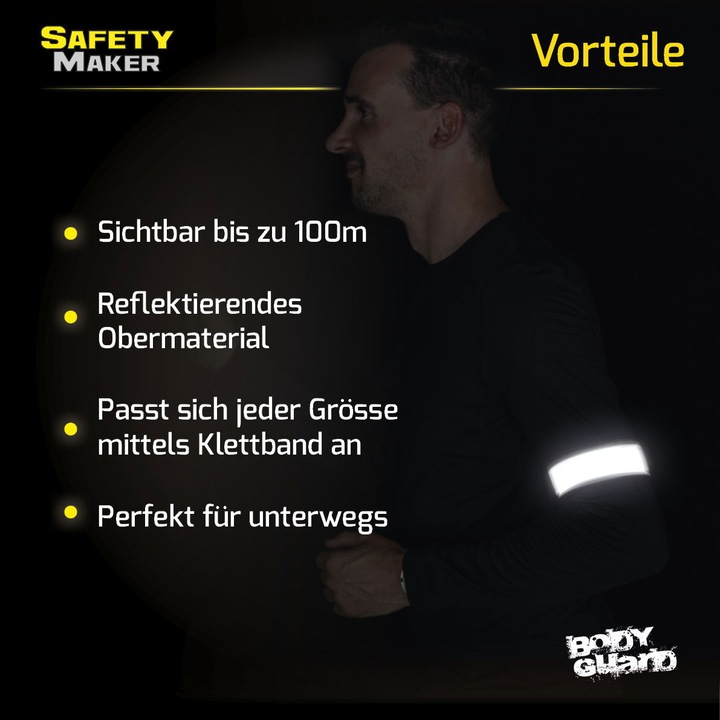 Produktbild SafetyMaker Reflektor Band 1 Paar schwarz