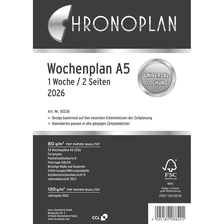 Immagine prodotto Chronoplan Wochenplan (A5, Tedesco)