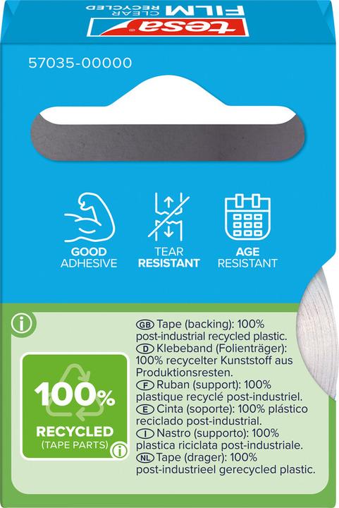 Produktbild tesa tesafilm ECO & CLEAR, lösungsmittelfrei und alterungsbeständig (15 mm)