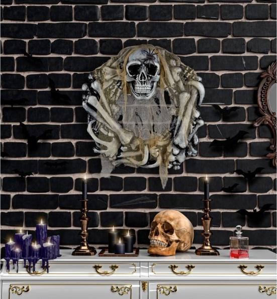 Actual product image Widmann Wall decoration wreath skull (1 pcs.)