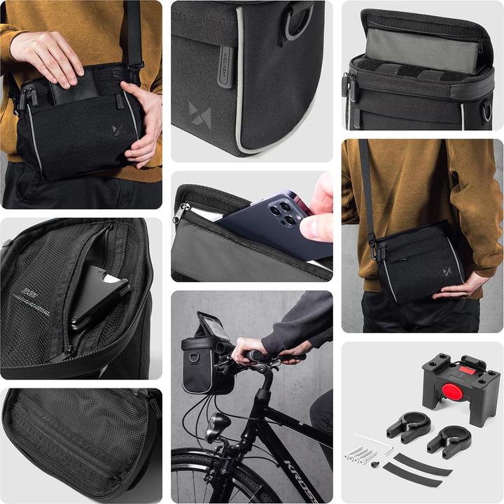Produktbild Wozinsky Fahrrad Lenkertasche Fahrrad Umhängetasche juodas (WBHBB-01) (3.50 l, Lenkertasche)