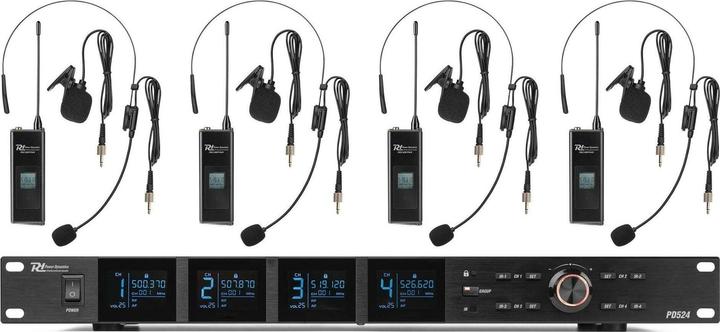 Power Dynamics PD524B UHF draadloos microfoonsysteem met 4 bodypack microfoons