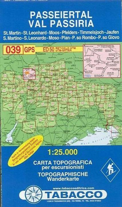 Produktbild Tabacco Wandern 1 : 25 000 Passeiertal / Val Passiria