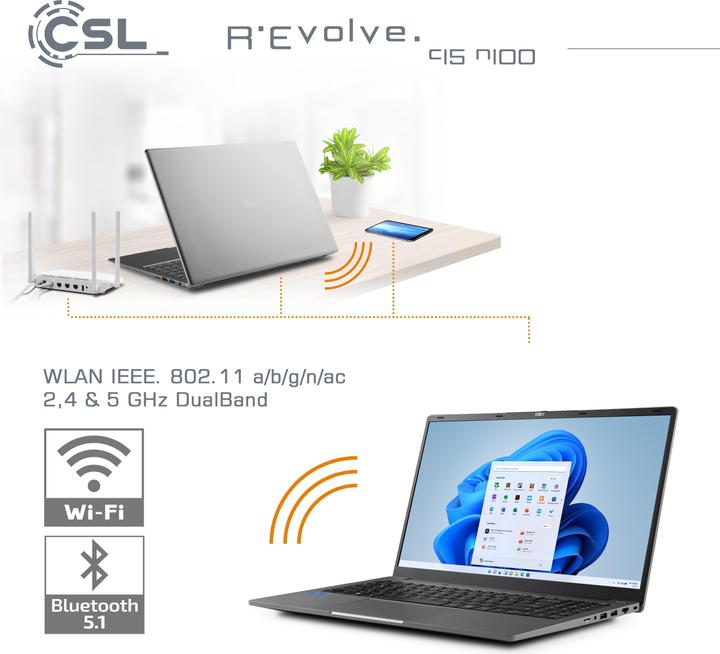 Immagine prodotto CSL Notebook R'Evolve C15 v4 16GB 500GB Windows 11 Home (15.60", Intel N100, 16 GB, 500 GB, DE)