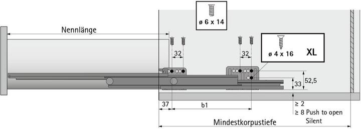 Productafbeelding Hettich Volledig uittrekbare lopers Actro Silent System