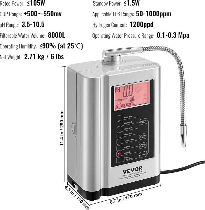 Actual product image Vevor Water Ionizer (1x)
