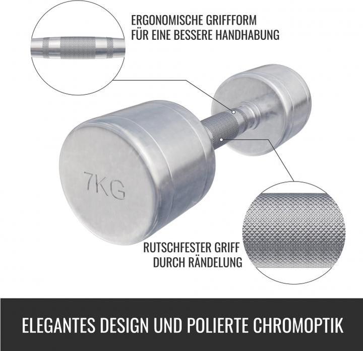 Actual product image Gorilla Sports Chrome dumbbells (2 x 7 kg)