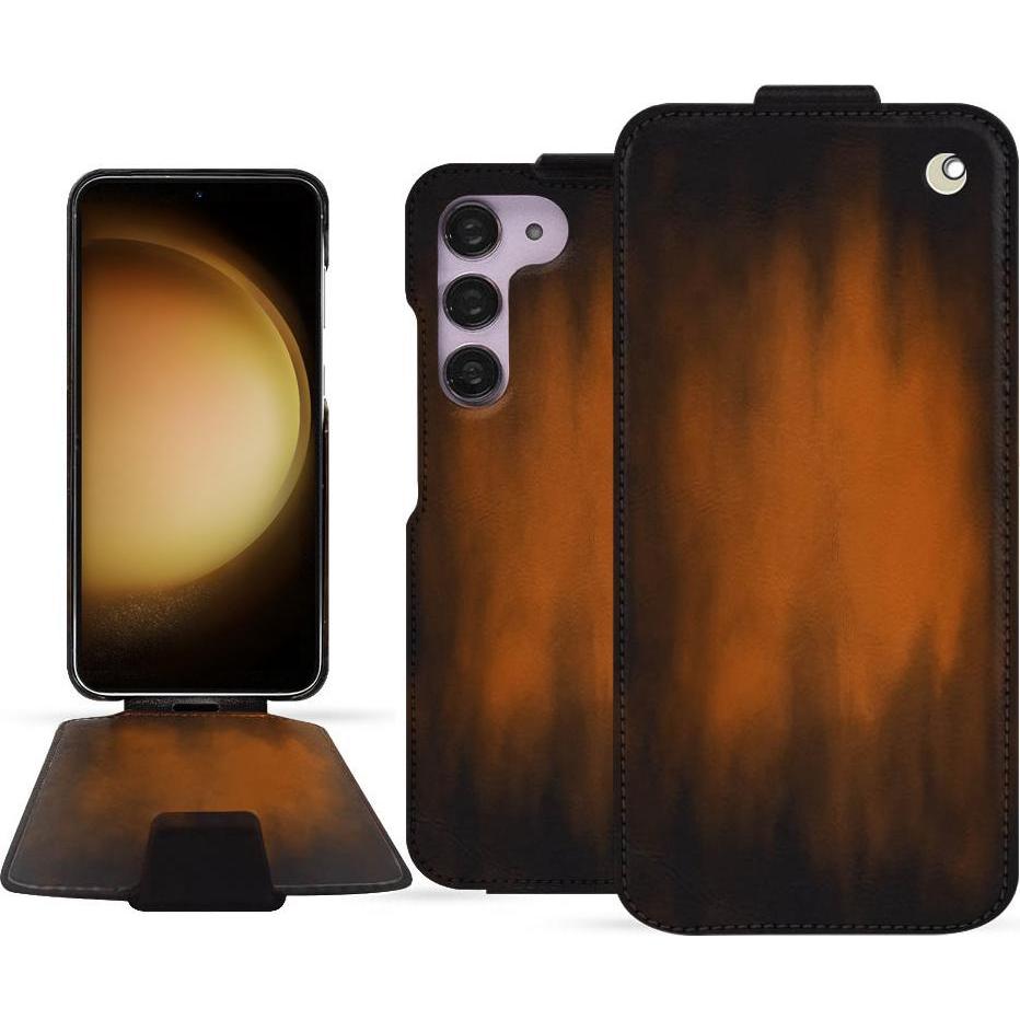 Noreve Lederschutzhülle vertikal (Samsung Galaxy S23+), Smartphone Hülle, Braun