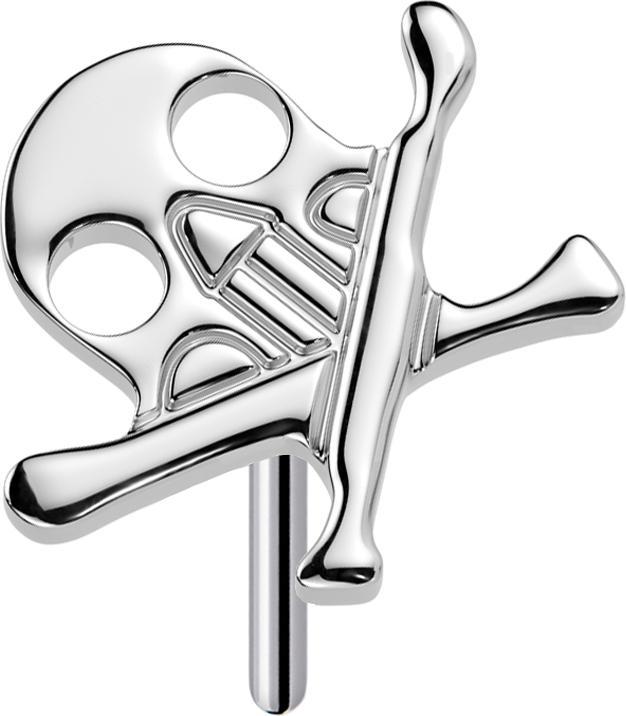 Actual product image Star Piercing Threadless Totenkopf mit gekreuzten Knochen silber (without brass, Titanium)